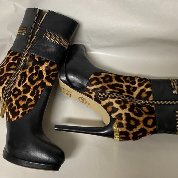 Michael Kors Black, Gold and Animal Print Bootie - Picture 13 of 15
